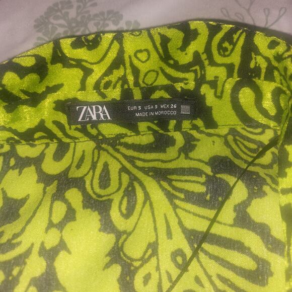 Zara women's paisley wrap dress green Sz Small witchy office party fall festive - Picture 5 of 9